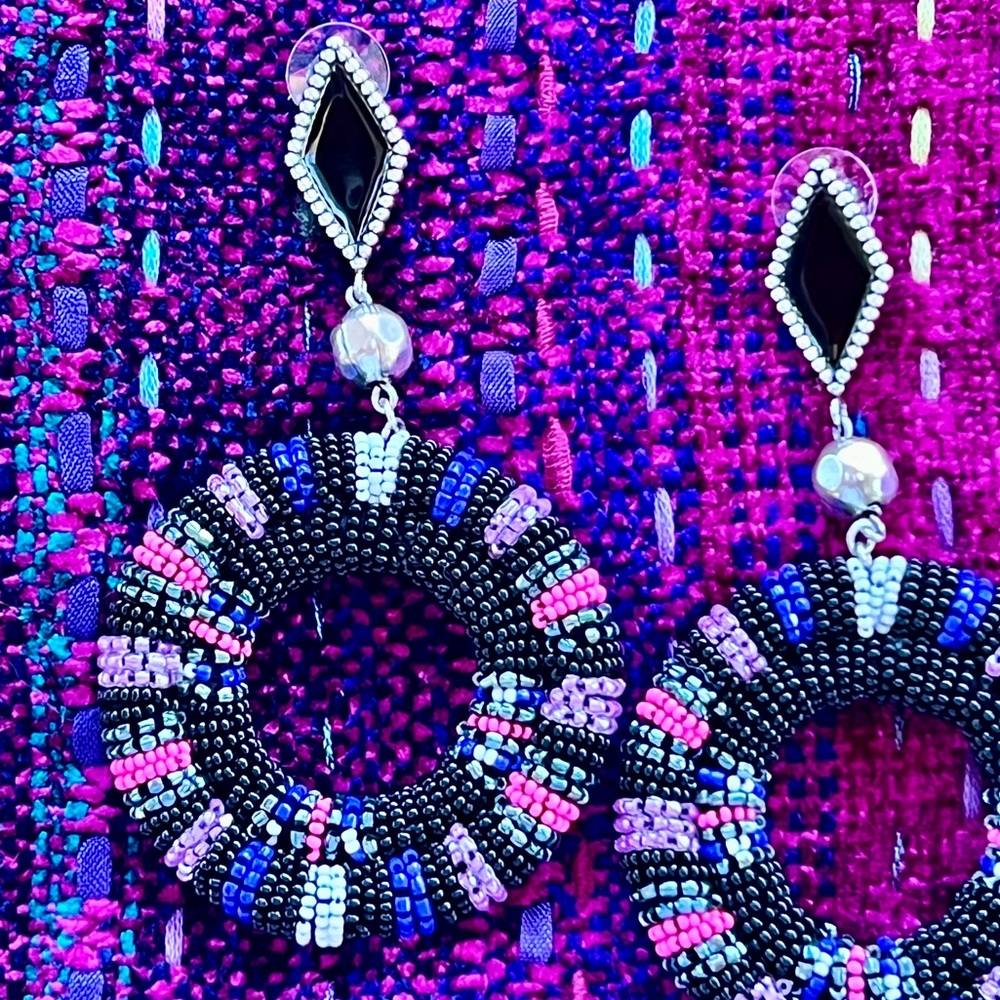 🌺🎉HP🎉🌺 NWT Isabel Marant Beaded Hoop Chandeliers - Picture 5 of 16